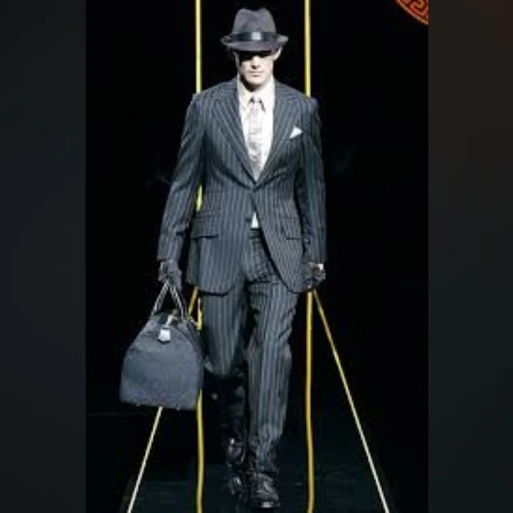 4,500 GIANNI VERSACE MEDUSA MEN'S SUIT BROWN BLUE R42 W37